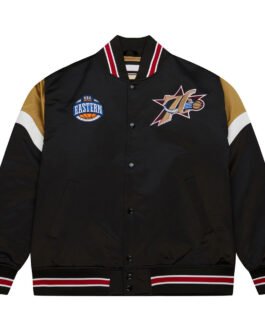 Philadelphia 76ers Heavyweight Black Satin Jacket
