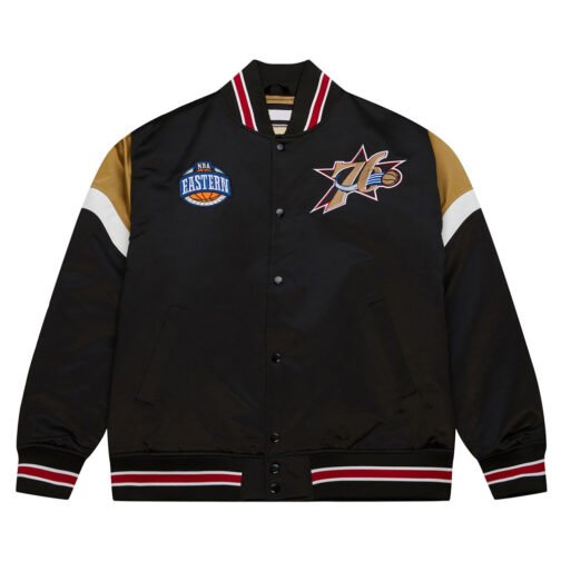 Philadelphia 76ers Heavyweight Black Satin Jacket