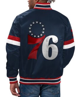 Philadelphia 76ers Home Game Navy Satin Jacket