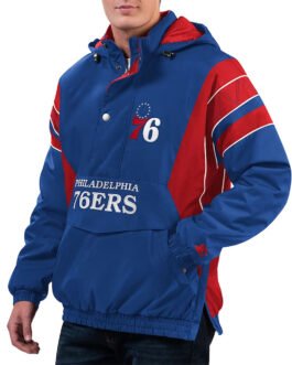 Home Team Philadelphia 76ers Royal Half-Zip Hoodie Jacket