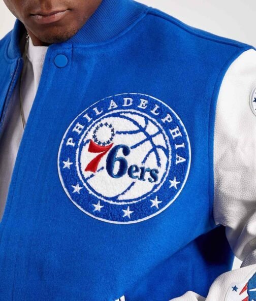 Mash Up Philadelphia 76ers Royal Varsity Jacket - Image 4