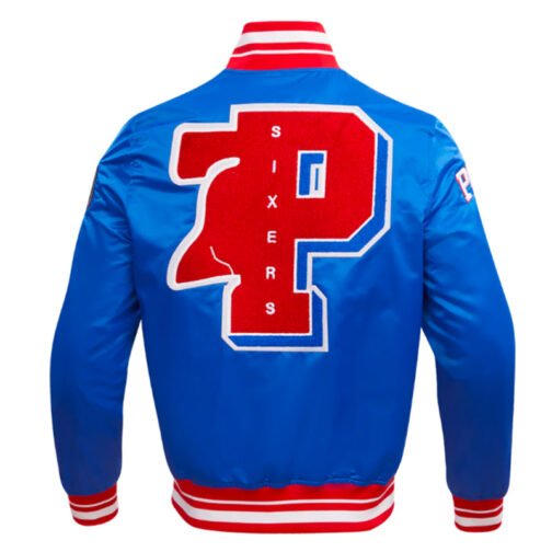 Philadelphia 76ers Mashup Classic Rib Satin Jacket - Image 2