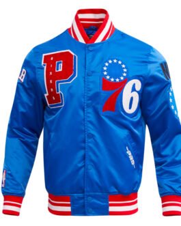 Philadelphia 76ers Mashup Classic Rib Satin Jacket