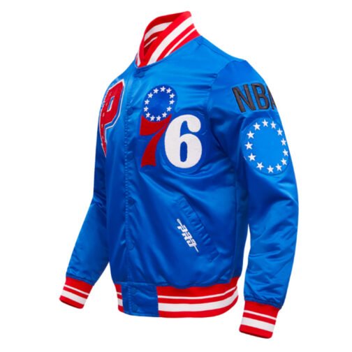 Philadelphia 76ers Mashup Classic Rib Satin Jacket - Image 3