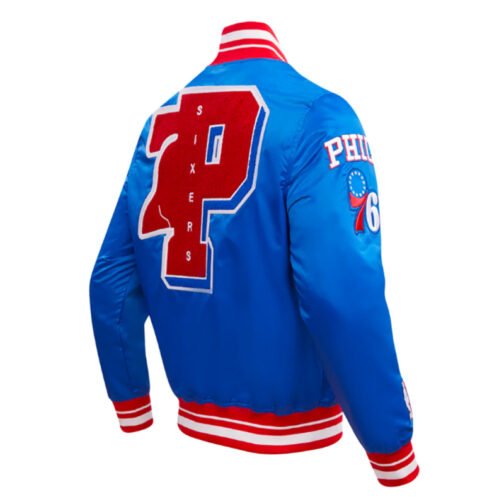 Philadelphia 76ers Mashup Classic Rib Satin Jacket - Image 4
