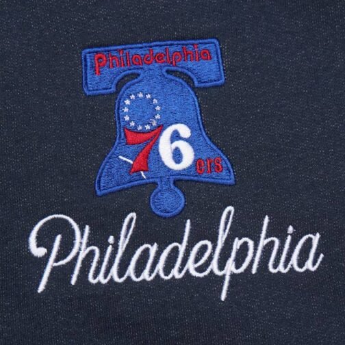 Philadelphia 76ers Navy and White Fleece Varsity Jacket - Image 4