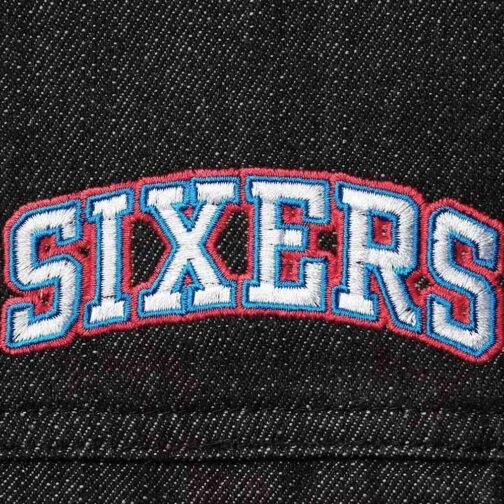 Philadelphia 76ers Patch Black Denim Button-Up Jacket - Image 4