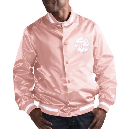 Philadelphia 76ers Pink Satin Jacket - Image 4