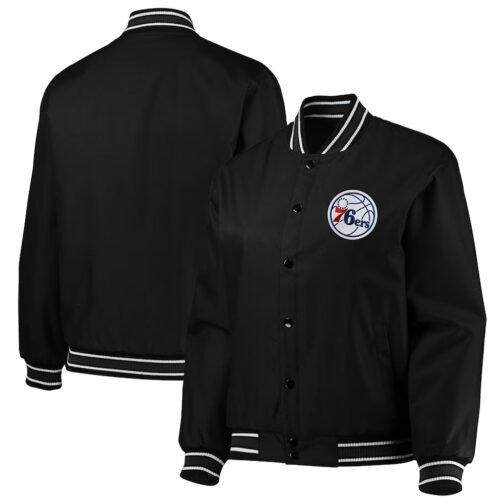 Philadelphia 76ers Poly Twill Black Jacket - Image 3