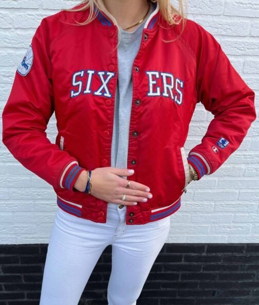 Red Philadelphia 76ers Bomber Jacket