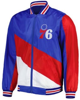 Ripstop Philadelphia 76ers Royal and Red Jacket