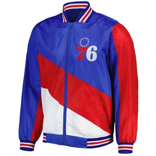 Ripstop Philadelphia 76ers Royal and Red Jacket