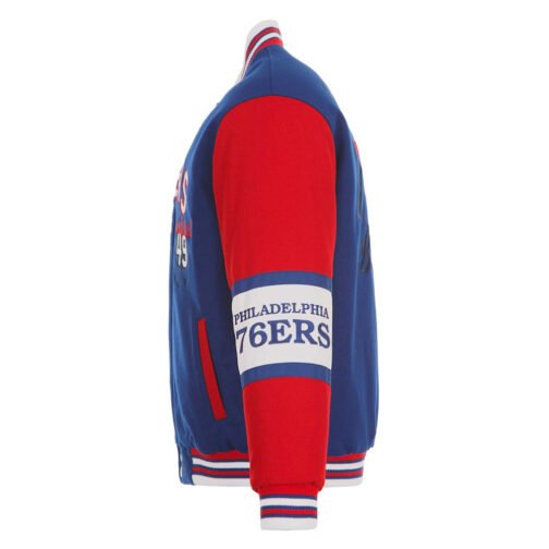 Philadelphia 76ers Royal and Red Varsity Wool Jacket - Image 4