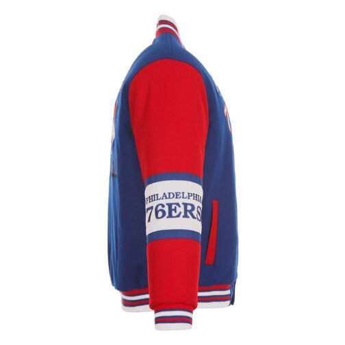 Philadelphia 76ers Royal and Red Varsity Wool Jacket - Image 5