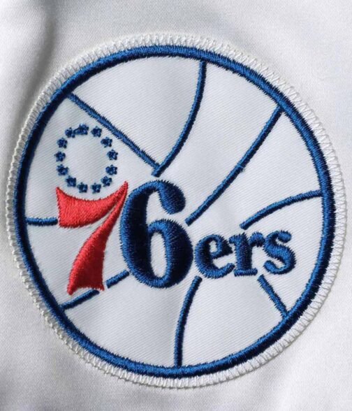 Hardwood Classics Script Philadelphia 76ers Royal Satin Full-Snap Jacket - Image 4