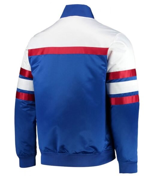 Hardwood Classics Script Philadelphia 76ers Royal Satin Full-Snap Jacket - Image 2