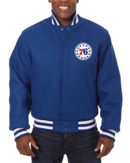 Philadelphia 76ers Royal Varsity All Wool Jacket
