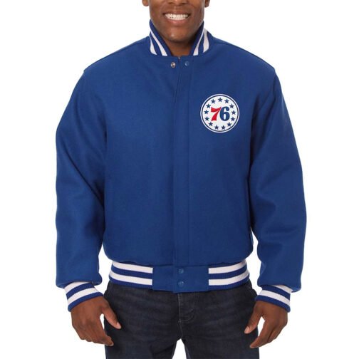 Philadelphia 76ers Royal Varsity All Wool Jacket