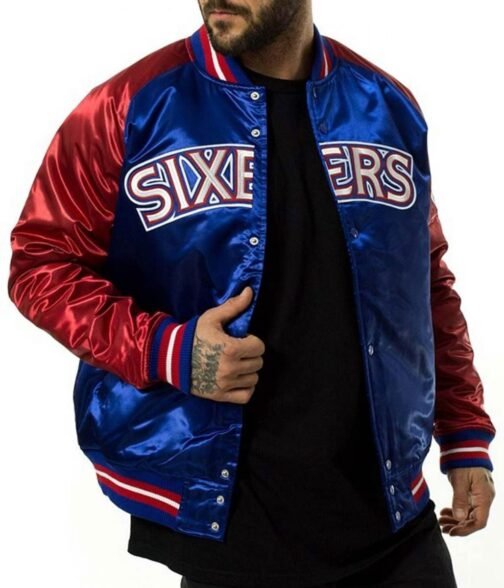 Philadelphia 76ers NBA Tough Season Satin Jacket - Image 13