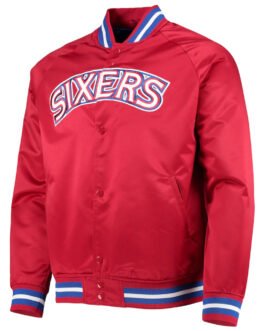 Philadelphia 76ers Sixers Satin Full-Snap Jacket