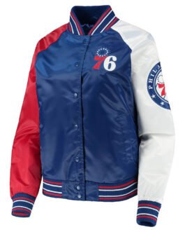 The Prospect Philadelphia 76ers Royal/Red Satin Jacket