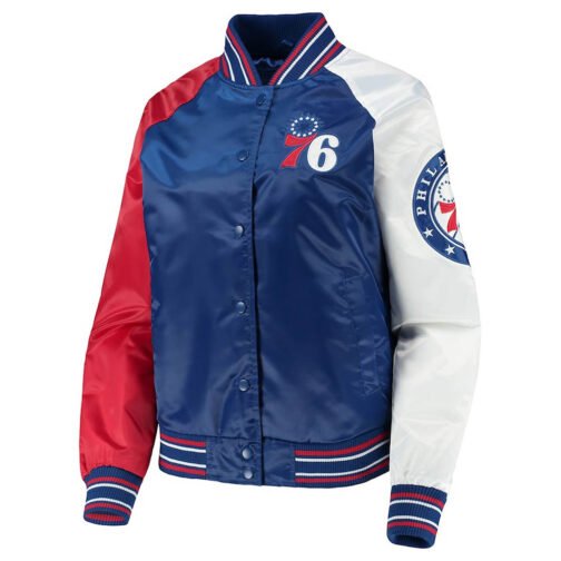 The Prospect Philadelphia 76ers Royal/Red Satin Jacket