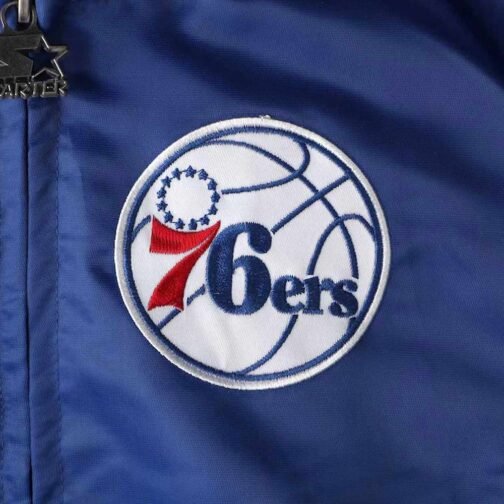 Philadelphia 76ers Tie Breaker Blue Satin Jacket - Image 5