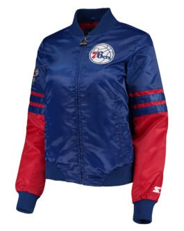 Philadelphia 76ers Tie Breaker Blue Satin Jacket