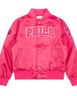 Philadelphia 76ers Triple Pink Satin Jacket