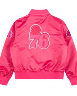 Philadelphia 76ers Triple Pink Satin Jacket