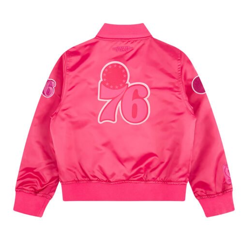 Philadelphia 76ers Triple Pink Satin Jacket - Image 2