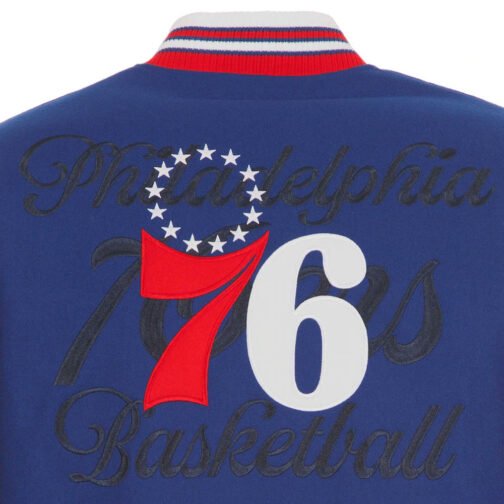 Philadelphia 76ers Royal and Red Varsity Wool Jacket - Image 7