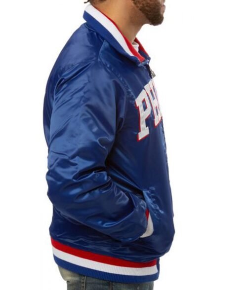 76ers Philadelphia Bomber Blue Jacket - Image 3