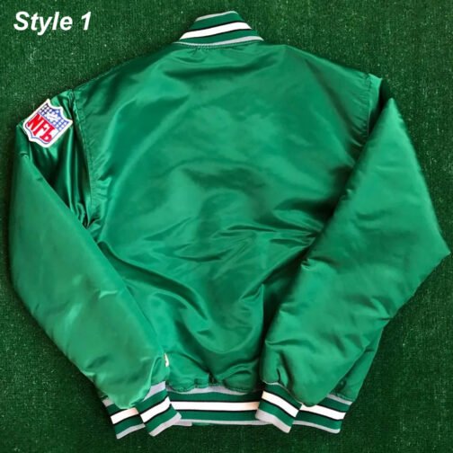 90’s Philadelphia Eagles Green Satin Bomber Jacket - Image 8