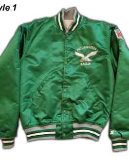 90’s Philadelphia Eagles Green Satin Bomber Jacket