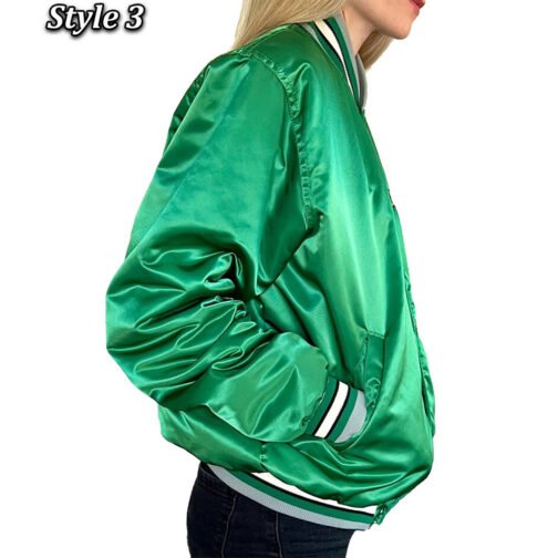 90’s Philadelphia Eagles Green Satin Bomber Jacket - Image 11