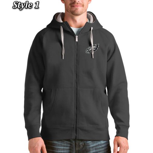 Antigua Victory Philadelphia Eagles Full-Zip Fleece Hoodie - Image 6