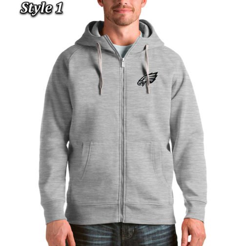 Antigua Victory Philadelphia Eagles Full-Zip Fleece Hoodie - Image 4