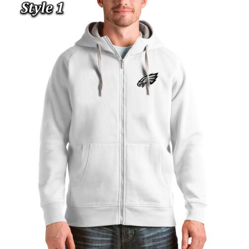 Antigua Victory Philadelphia Eagles Full-Zip Fleece Hoodie - Image 7