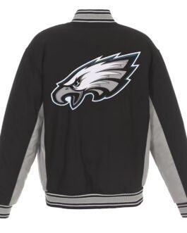 Philadelphia Eagles Black and Gray Varsity Wool Jacket