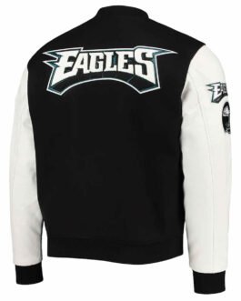 Philadelphia Eagles Logo Black and White Letterman Jacket