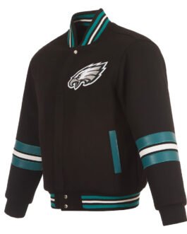Philadelphia Eagles Striped Black Varsity Wool Jacket