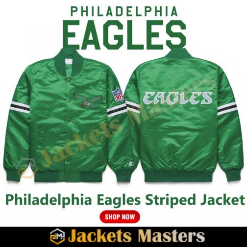 Philadelphia Eagles Striped Satin Jacket - Image 7