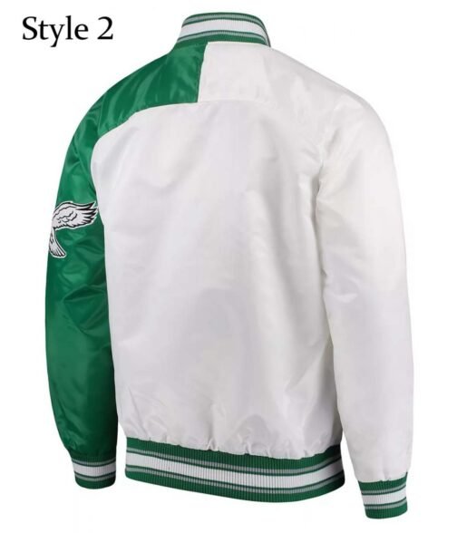 Renegade Philadelphia Eagles Starter Satin Green and White Jacket - Image 4