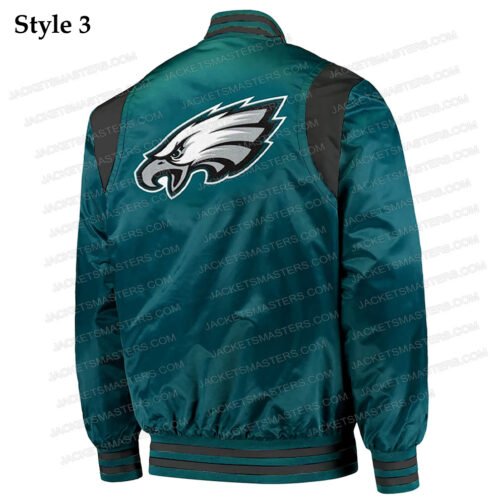 Philadelphia Eagles Varsity Black and Green Satin Jacket - Image 6