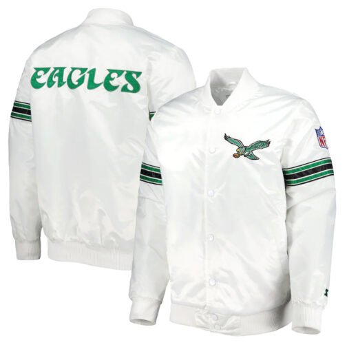 Philadelphia Eagles Striped Satin Jacket - Image 8
