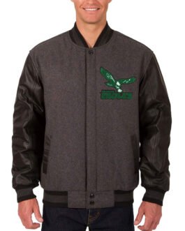 Philadelphia Eagles Varsity Charcoal and Black Jacket