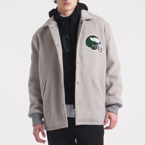Philadelphia Eagles Coaches Heather Gray Wool Jacket - Image 3