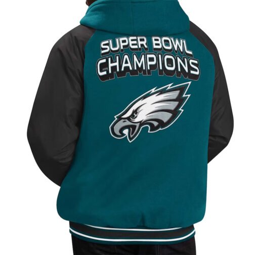 Philadelphia Eagles Defender Green Hoodie Varsity Jacket - Image 2