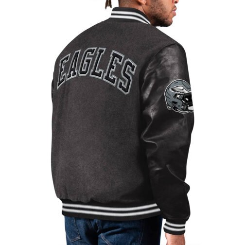Philadelphia Eagles First Rounder Black Varsity Jacket - Image 2